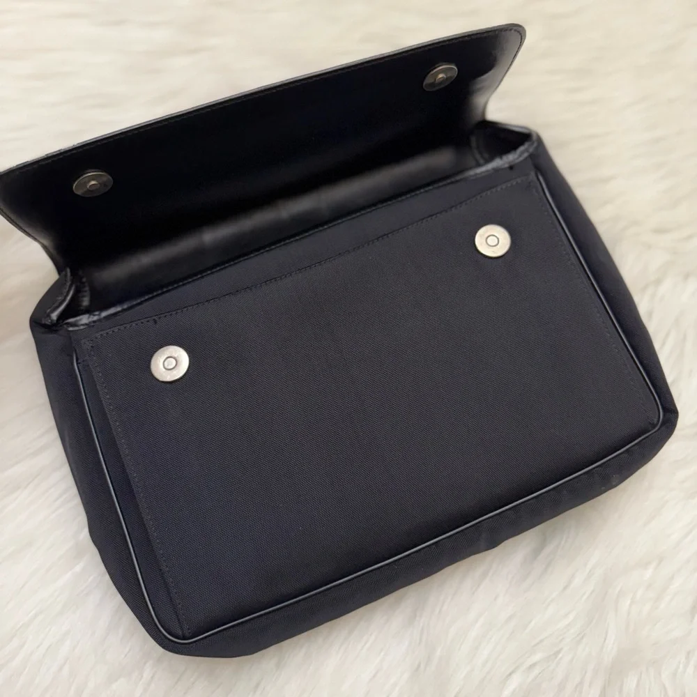 DUNHILL - BLACK LEATHER NYLON POCHETTE POUR HOMME TRAVEL BAG POUCH CLUTCH